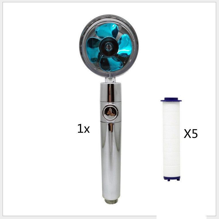 Propeller Driven Shower Head Pressure Nozzle