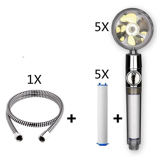 Propeller Driven Shower Head Pressure Nozzle - Adjustable Pressure