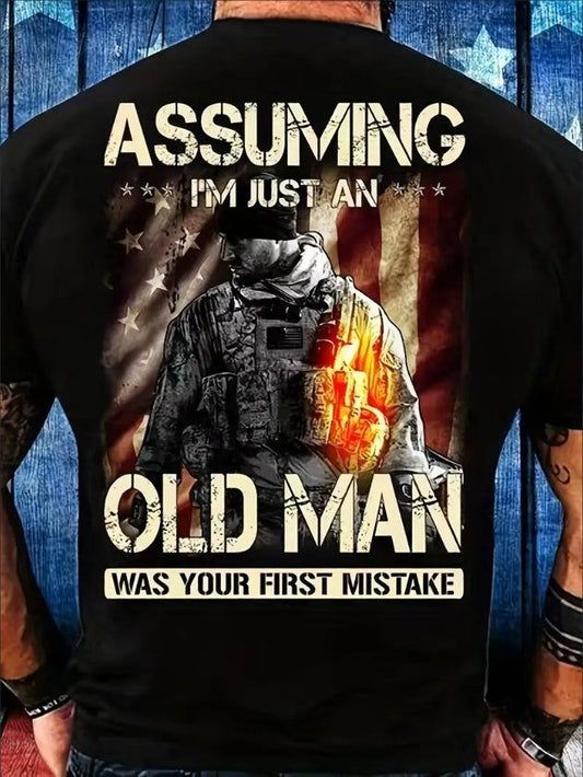 Plus Size Mens 3D Older Mens Graphic Tee 