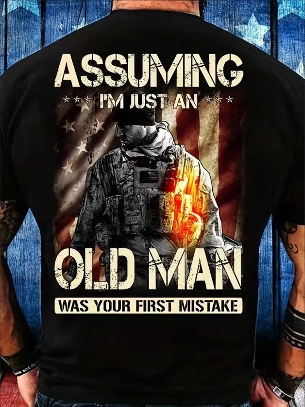 Plus Size Mens 3D Older Mens Graphic Tee 