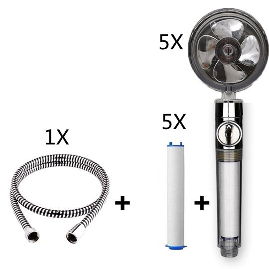Propeller Driven Shower Head Pressure Nozzle - Adjustable Pressure