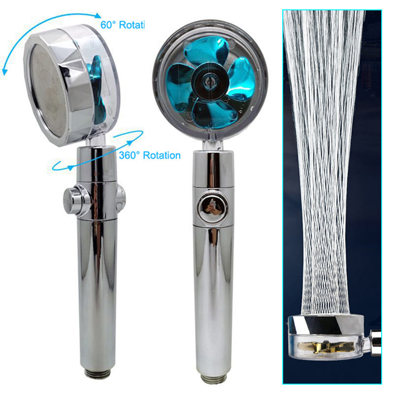 Propeller Driven Shower Head Pressure Nozzle - Adjustable Pressure