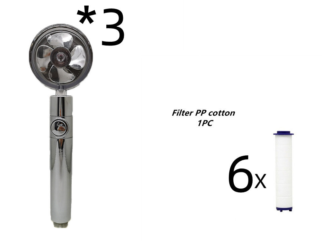 Propeller Driven Shower Head Pressure Nozzle - Adjustable Pressure