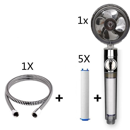 Propeller Driven Shower Head Pressure Nozzle