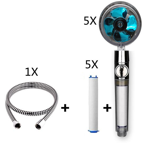 Propeller Driven Shower Head Pressure Nozzle
