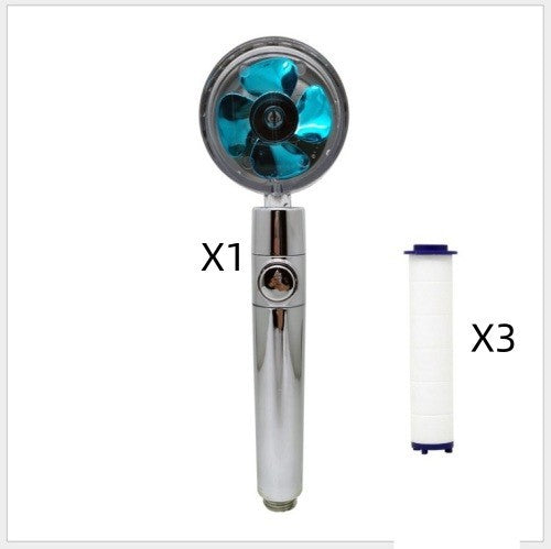 Propeller Driven Shower Head Pressure Nozzle - Adjustable Pressure