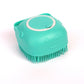 Silicone dog bath massage glove in turquoise with soft bristles for gentle pet grooming and shampoo dispensing