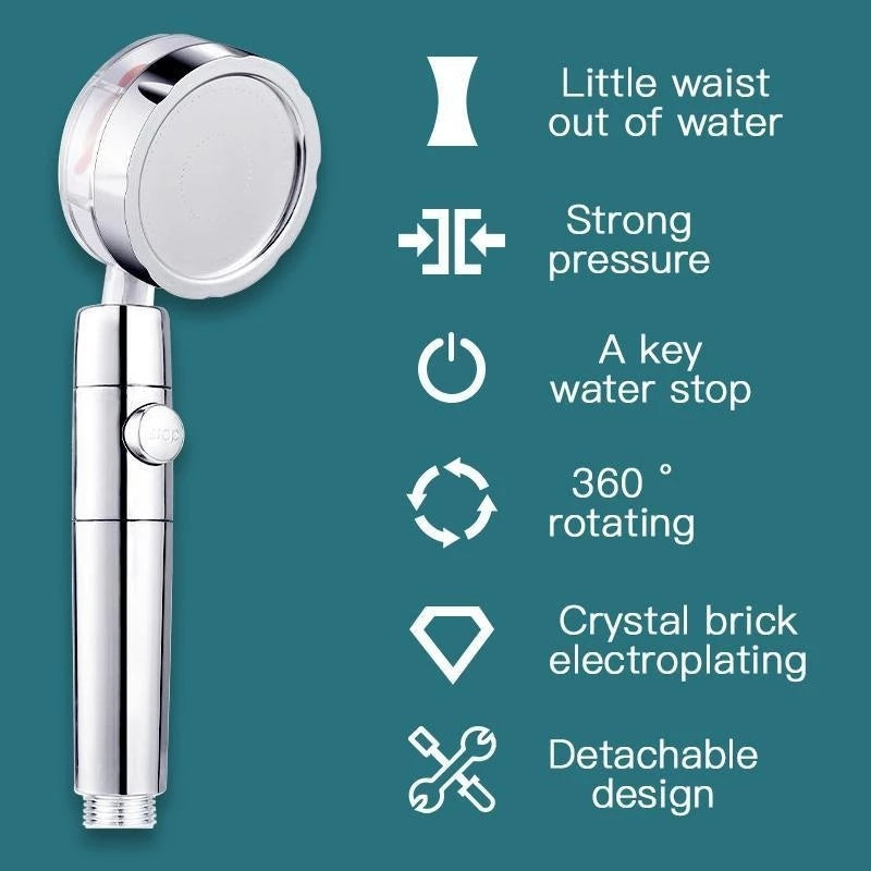 Propeller Driven Shower Head Pressure Nozzle - Adjustable Pressure