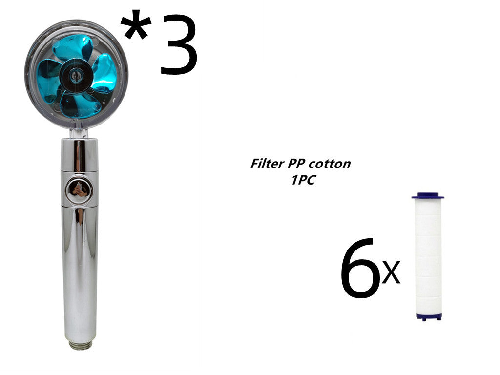 Propeller Driven Shower Head Pressure Nozzle - Adjustable Pressure