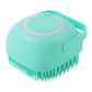 Silicone dog bath massage gloves brush with soft bristles and shampoo dispenser for gentle pet grooming and skin care
