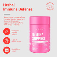 Natural Herbal Immune Defense Immunity Vitamins Supplement Booster And Mushroom Supplement With Lion's Mane, Reishi, Chaga, Cordyceps, Turkey Tail & More