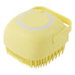Yellow silicone dog bath massage gloves brush for gentle pet grooming and shampoo distribution