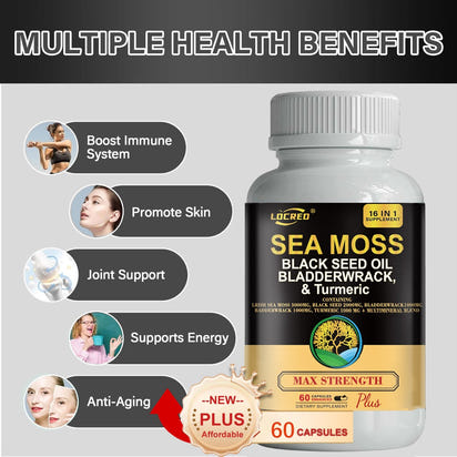 Black Seed Oil Bladder Wrack Turmeric 16-in-1 Supplements Joint Support Sea Moss Capsule