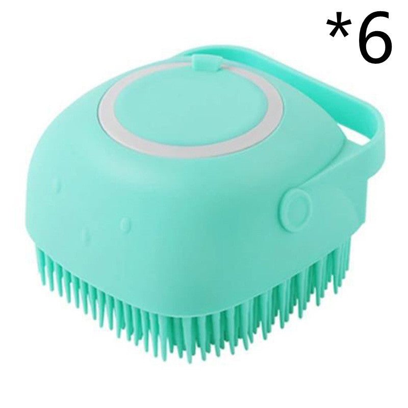 Silicone pet massage gloves brush with shampoo dispenser for dog bath and grooming