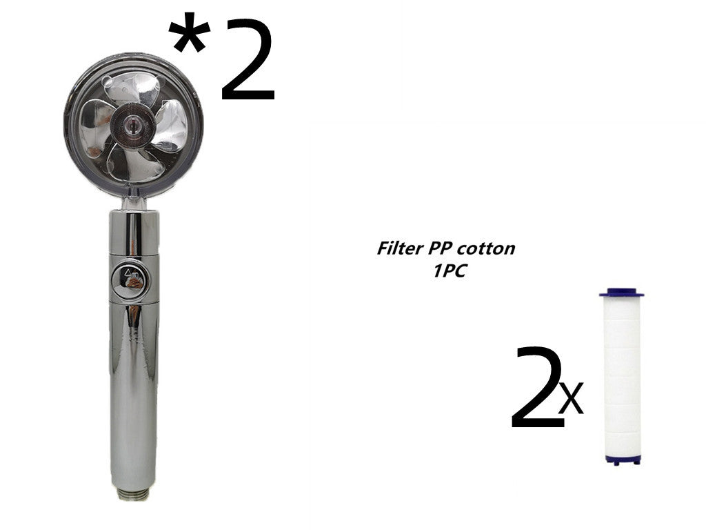 Propeller Driven Shower Head Pressure Nozzle - Adjustable Pressure