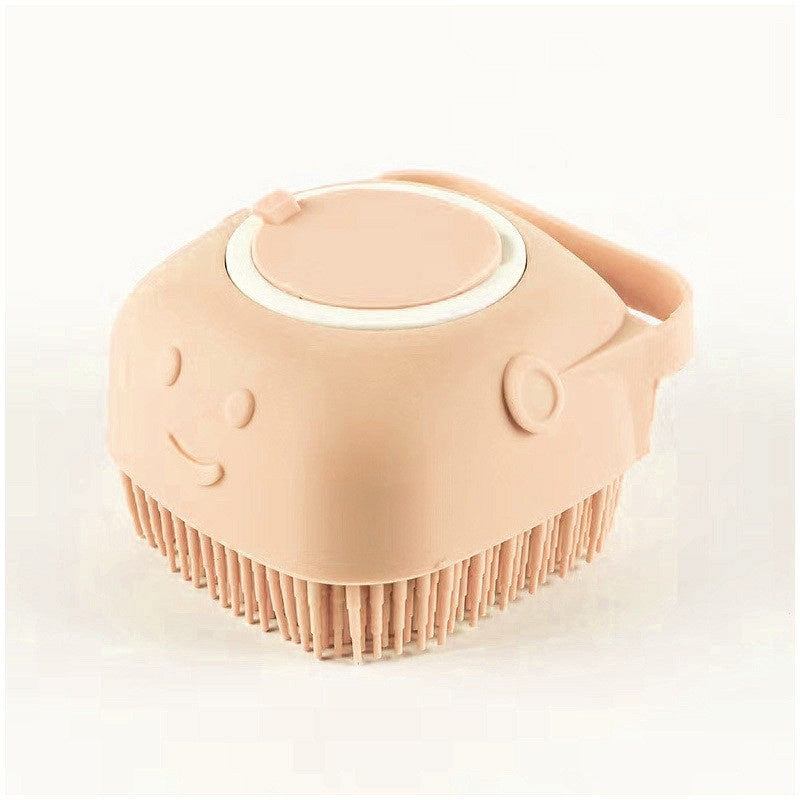 silicone dog bath massage gloves gentle grooming brush for pets with soft bristles and shampoo dispenser