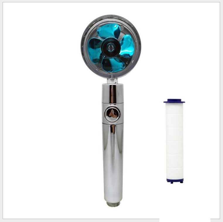 Propeller Driven Shower Head Pressure Nozzle - Adjustable Pressure